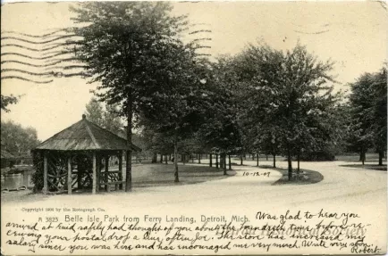 Postcard - Belle Isle Park from Ferry Landing, Detroit, Mich.
