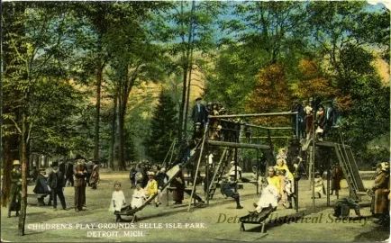 Postcard - Children's Play Grounds, Belle Isle Park, Detroit, Mich.
