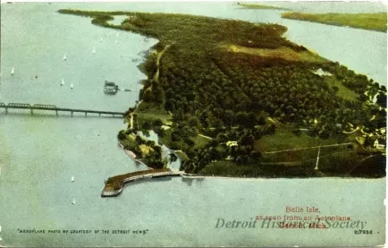 Postcard - Belle Isle as seen from an Aeroplane, Detroit, Mich.
