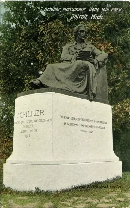 Postcard - Schiller Monument, Belle Isle Park, Detroit, Mich.