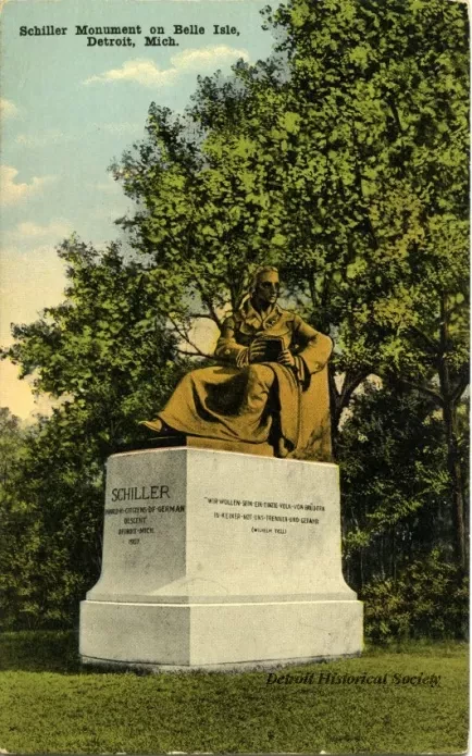 Postcard - Schiller Monument on Belle Isle, Detroit, Mich.