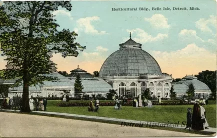 Postcard - Horticultural Bldg., Belle Isle, Detroit, Mich.