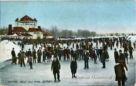 Postcard - Skating, Belle Isle Park, Detroit, Mich.