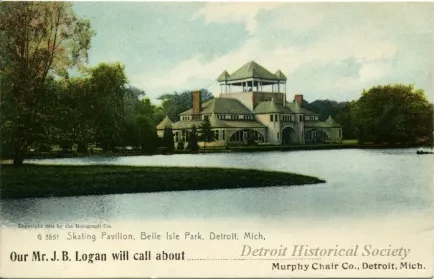 Postcard - Skating Pavilion, Belle Isle Park, Detroit, Mich.