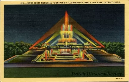 Postcard - James Scott Memorial Fountain by Illumination, Belle Isle Park, Detroit, Mich.