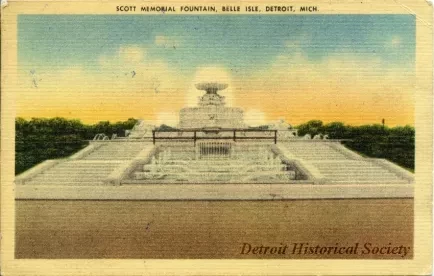 Postcard - Scott Memorial Fountain, Belle Isle, Detroit, Mich.