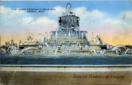 Postcard - Scott Fountain at Belle Isle, Detroit, Mich.