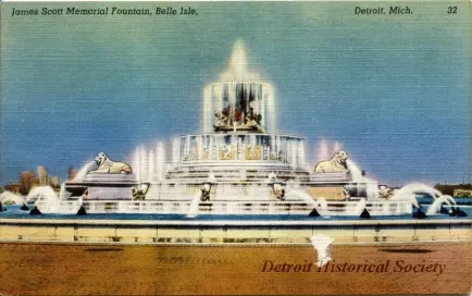 Postcard - James Scott Memorial Fountain, Belle Isle, Detroit, Mich.
