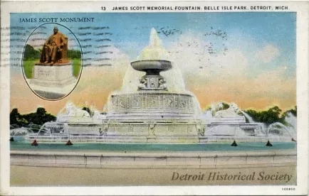 Postcard - James Scott Memorial Fountain, Belle Isle Park, Detroit, Mich.