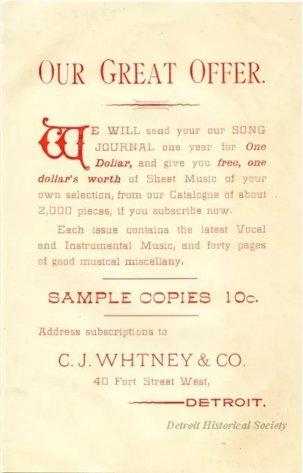 Advertisement - Our Great Offer
C. J. Whitney & Co.