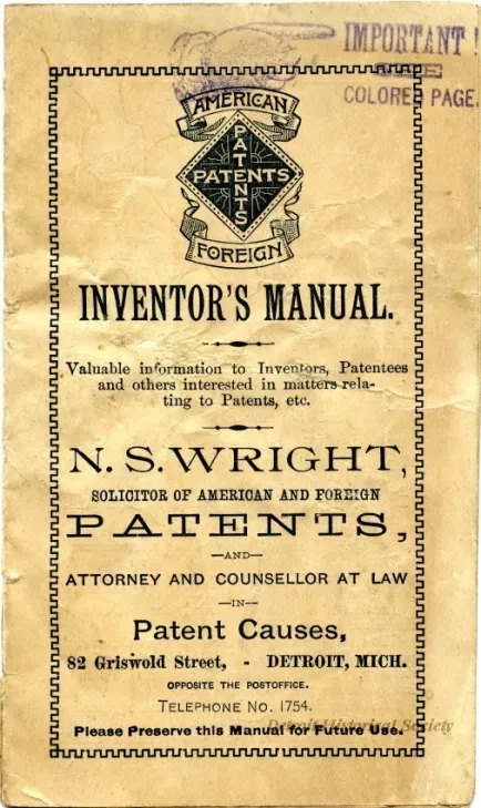 Booklet - Inventor's Manual
N. S. Wright, Patent Attorney