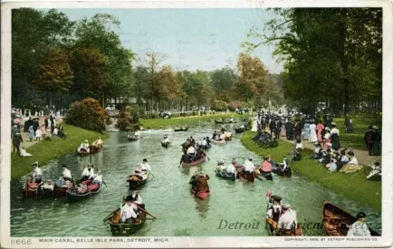 Postcard - Main Canal, Belle Isle Park, Detroit, Mich.