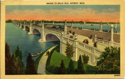 Postcard - Bridge to Belle Isle, Detroit, Mich.