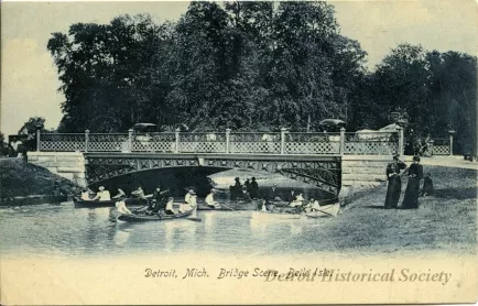 Postcard - Detroit, Mich. Bridge Scene, Belle Isle.