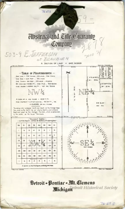 Title, Abstract - Abstract of Title,
Lot 59 of Part of the L. Beaubien Farm