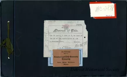 Title, Abstract - Abstract of Title,
Lot 61 and the West 1 Foot of the South 80 Feet of Lot 62 
of the Subdivision of the L. Beaubien Farm