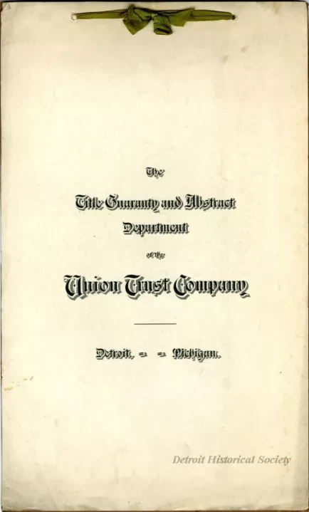 Title, Abstract - Abstract of Title,
Fyfe, Barbour and Warren's Subdivision of that Part of Private Claim 260 Lying between Horatio Street and Warren Avenue