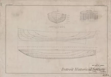Drawing, Technical - Design for 40 Ft. Motor Launch for U. S. Lake Survey
