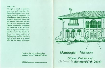 Booklet - Manoogian Mansion:  Official Residence of the Mayors of Detroit