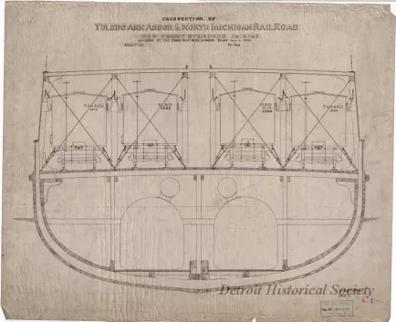 Drawing, Technical - Crossection of 
Toledo, Ann Arbor & North Michigan Railroad 
Car Ferry Steamers No. 1 & No. 2