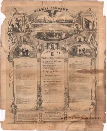 Lithograph - Normal Company, Company E, 17th Mich. Volunteers