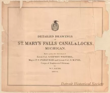 Lithograph - Detailed Drawings of 
St. Mary's Falls Canal & Locks, Michigan