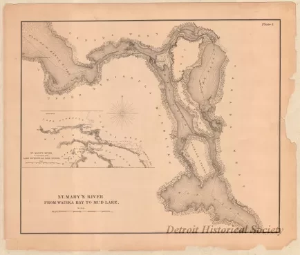 Lithograph - St. Mary's River from Waiska Bay to Mud Lake