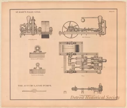 Lithograph - St. Mary's Falls Canal,
The Accumulator Pumps