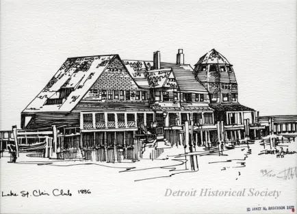 Drawing - "Lake St. Clair Club"