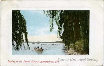 Postcard - Boating on the Detroit River at Amherstburg, Can.