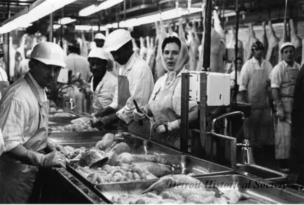 Print, Photographic - Albanians at work in slaughterhouse