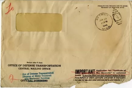 Envelope - Office of Defense Transportation
Central Mailing Office