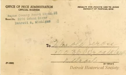 Postcard - Acknowledgment of Return of Ration Evidences