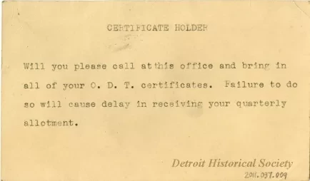 Postcard - Office of Price Administration
Certificate Holder