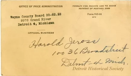 Postcard - Office of Price Administration
Certificate Holder
