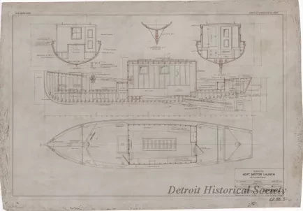 Drawing, Technical - Design for 40 Ft. Motor Launch for U. S. Lake Survey