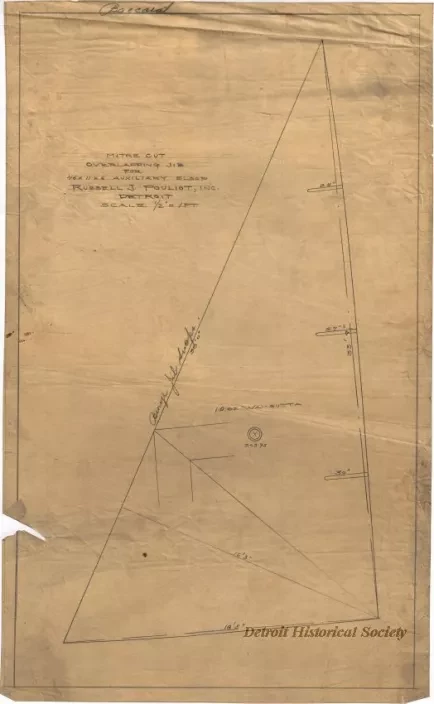 Drawing, Technical - Mitre Cut Overlapping Jib for 46' x 11' x 6' Auxiliary Sloop