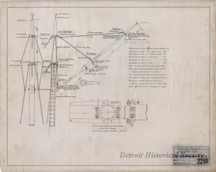 Drawing, Technical - Spar and Rigging, Tug Frank Perry