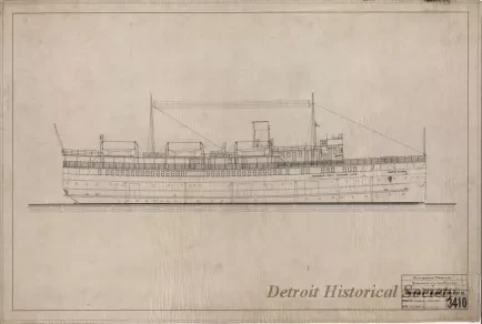 Drawing, Technical - Outboard Profile, Steamer United States,
Indiana Transportation Company
(Hull No. 28)