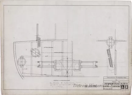 Drawing, Technical - Arrangement of Steering Gear for Harbor Tug
(Hull No. 64)