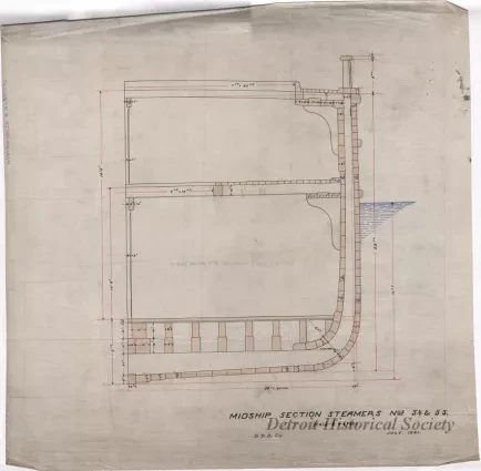 Drawing, Technical - Midship Section, Steamers No. 54 & 55