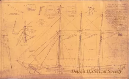 Blueprint - Sail and Rigging Plan,
Schooner J. T. Wing