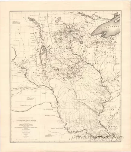 Map - Hydrological Basin of the Upper Mississippi River 
From Astronomical and Barometrical Observations, Surveys, and Information