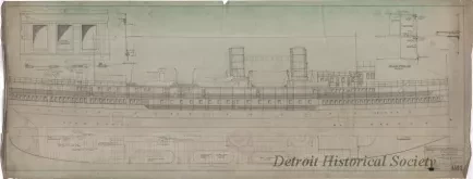 Drawing, Technical - Outboard Profile and Boat Deck Plan