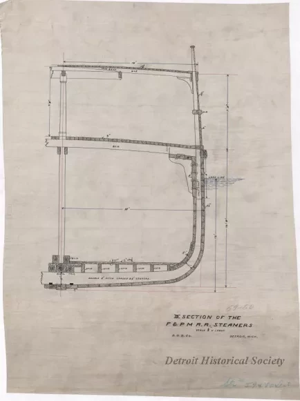 Drawing, Technical - Section of the F&PM R.R. Steamers