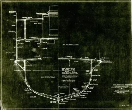 Drawing, Technical - Passenger & Freight Stmr.,
Hull #104, Type Sections