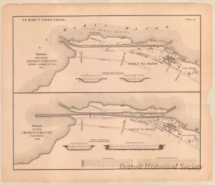 Lithograph - St. Mary's Falls Canal