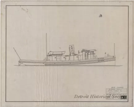 Drawing, Technical - Alice Stafford, Outboard Profile,
Steel Harbor Tug, 78' 6" x 22' 0" x 12' 9"