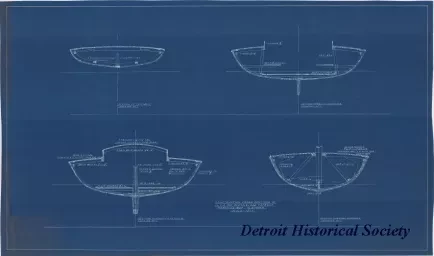 Blueprint - Construction Cross Sections of 
I.L.Y.A. [Inter-Lake Yachting Association] One Design Class Catboat