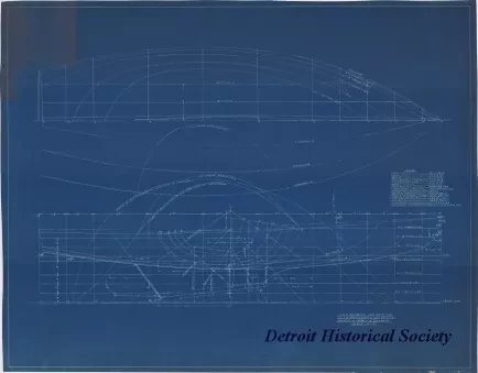 Blueprint - Lines Drawing and Data for 
I.L.Y.A. [Inter-Lake Yachting Association] One Design Class Catboat